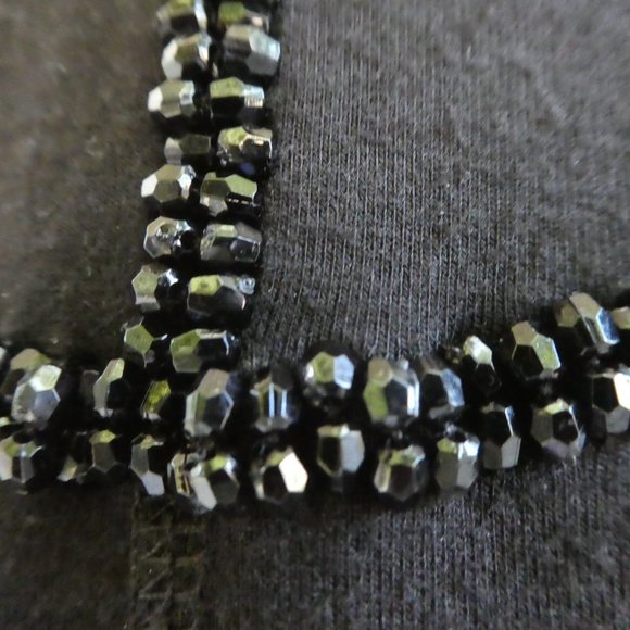 Dolce & Gabbana Designer Black Lux Beaded Large Front Logo Back Macrame Yoke M - Picture 3 of 7